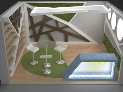 Small minimalist exhibition stall 3D model