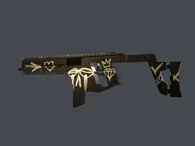 Weapon with graffiti Low-poly 3D model