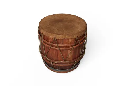 Traditional Barrel Drum Low-poly 3D model