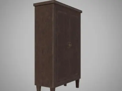 Old Wooden Cabinet Low-poly 3D model