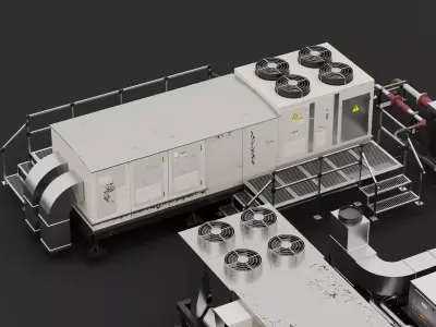 Industrial HVAC Cooling System Equipment Pack PBR Game Ready Low-poly 3D model