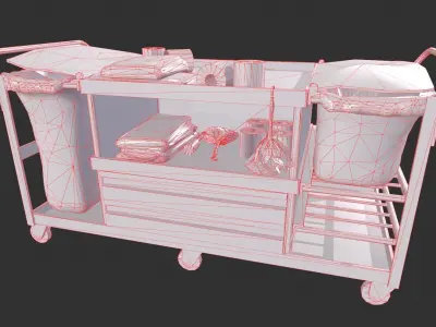 Cleaning Cart Low-poly 3D model purchase