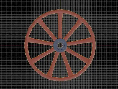 Old wheel with 9 spokes basemesh - ready for texturing Free low-poly 3D model