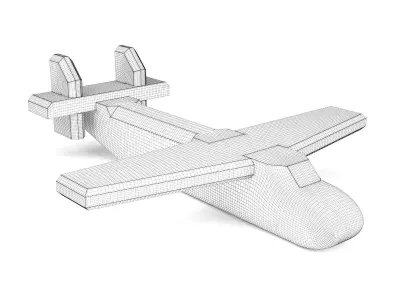 Wooden toy floatplane 03 3D model