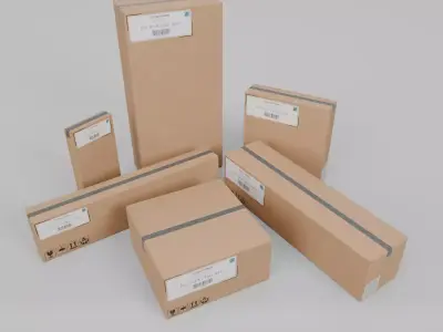 Multi-Purpose Cardboard Boxes - Rigged and Customizable Set 3D Model Pack