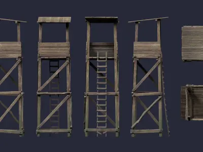 Observation tower Low-poly 3D model