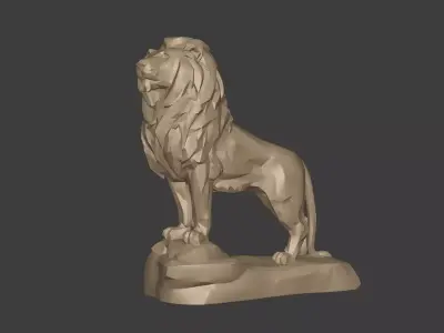 Abstract Lion Statue Figurine Free low-poly 3D model
