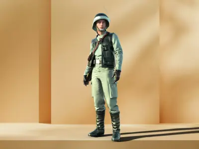 Rebel Trooper Rigged Animated Low-poly 3D model