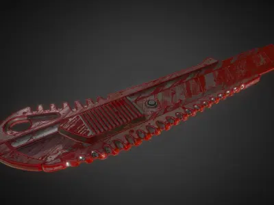 Box Cutter Lowpoly Bloody Version - Gameready - PBR Textures Low-poly 3D model