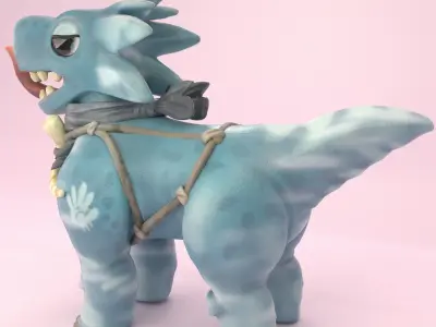 Dino and Spears Free low-poly 3D model