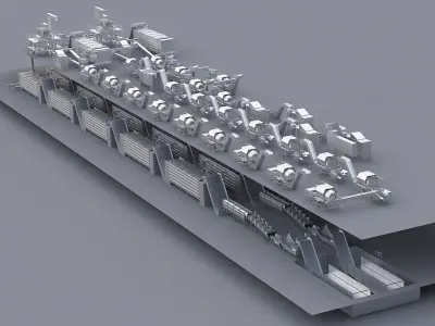 Tea production line 3D model