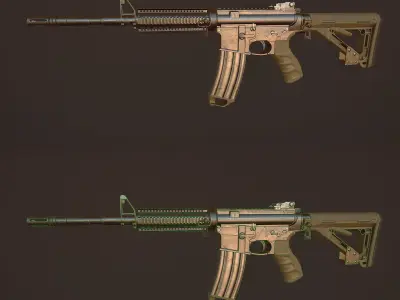 M4 carbine Low-poly 3D model 3