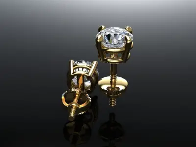 4-Prong Solitaire Earring 5MM 3D print model