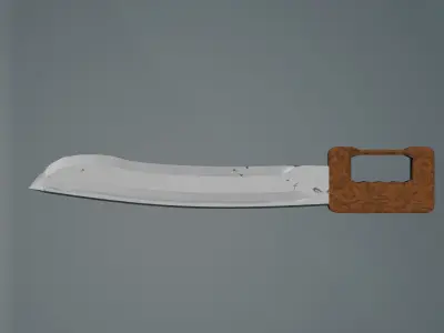 game ready low poly sword knife with wooden handle Free low-poly 3D model
