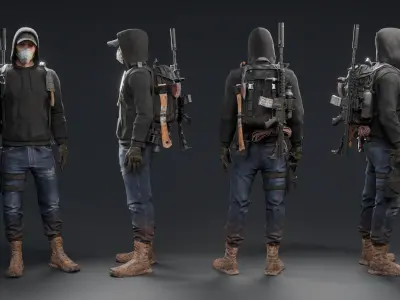 Post Apocalyptic Survivor Character  Low-poly 3D model