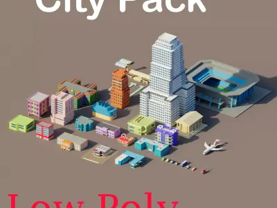 City Pack Low Poly Low-poly 3D model