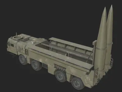 Russian K720 Iskander SS-X-26 Campaign tactical missile Low-poly 3D model