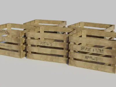 Old Fruit Crate - Low-poly PBR Low-poly 3D model