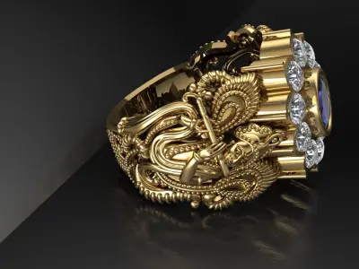 Krishana ji  Antique Gents Men Ring 3D print model