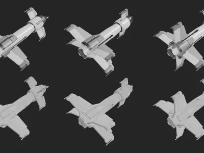 Sci Fi Missile Hunter - series Kit Low-poly 3D model
