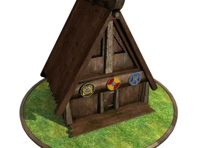 Wooden Viking House Game Ready Low-poly 3D model