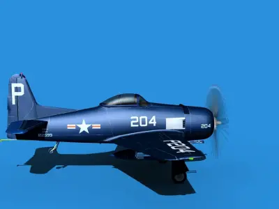 Grumman F8F-2 Bearcat V08 3D model