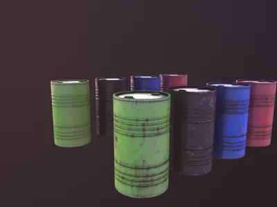  Chemical Barrel Clean and dirty Low-poly 3D model