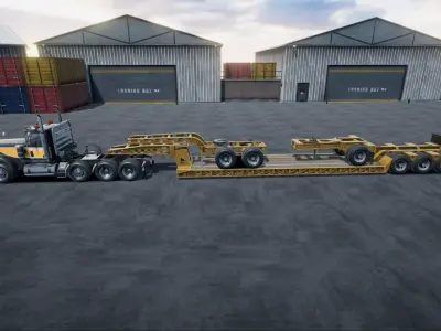 Lowboy semi truck unity asset Low-poly 3D model