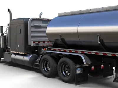 Peterbilt 379 custom fuel trailer Low-poly 3D model