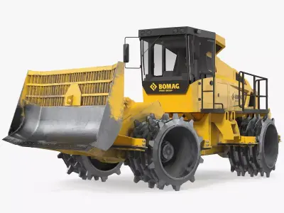 Bomag BC 473 RB5 Refuse Compactor Dusty Rigged 3D model