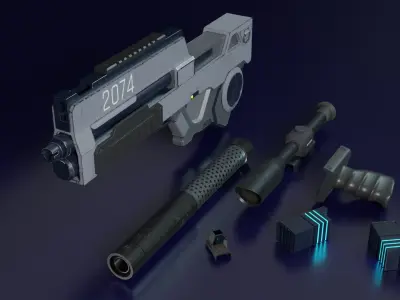 AK2074 Lowpoly PBR Game ready model SCI FI Low-poly 3D model