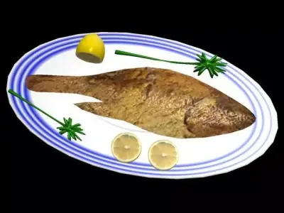 fried fish Low-poly 3D model