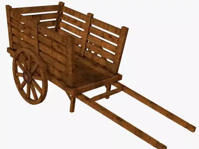 Old-School Wooden Cart Low-poly 3D model