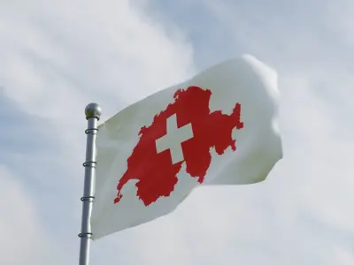 Animated Switzerland Flags  3D model