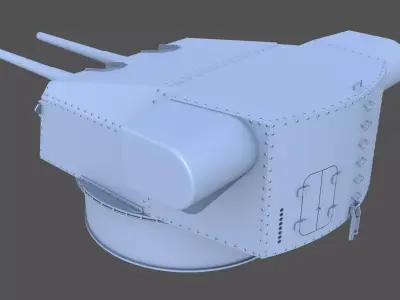 Bismarck 15cm turret 02 - Commercial license - 1-350 scale 3D print model