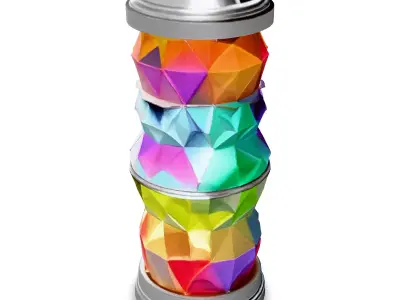 Stylized Rainbow Crystal Column Decoration Low-poly 3D model