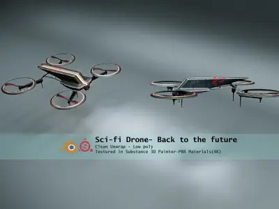 Sci-fi Drone-Back to the Future  Low-poly 3D model