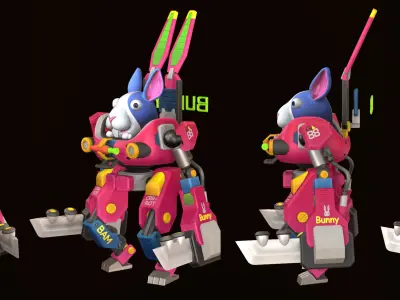 Bunny Mech Rider Stylized for Game Low-poly 3D model