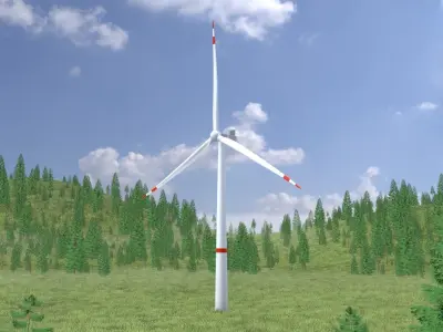 Wind turbine V1 H-120 RD 160 m Low-poly 3D model
