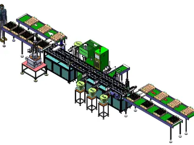 Universal joint production line 3D model