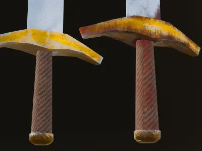 Low-poly Game-ready Sword with Rusty Texture Free low-poly 3D model