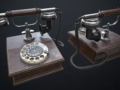 Old Vintage Phone Low-poly Game-Ready PBR Low-poly 3D model