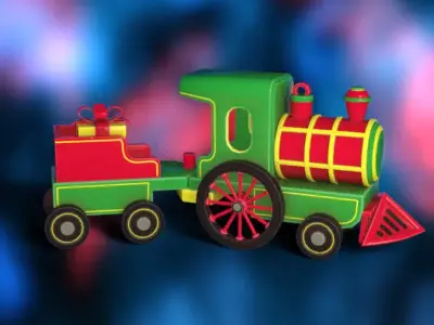 stylized toy train christmas 3D model