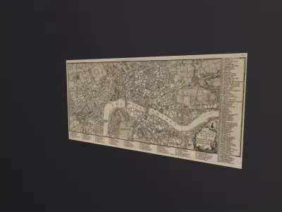 Old Map of London 1771 3D Model Low-poly 3D model