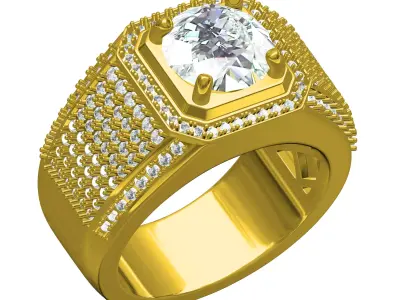 Antique Cathedral Diamond Ring for Men 3D print model