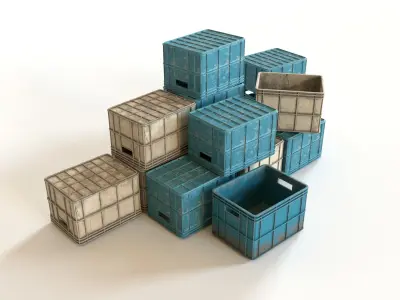 Plastic Crates 3D model