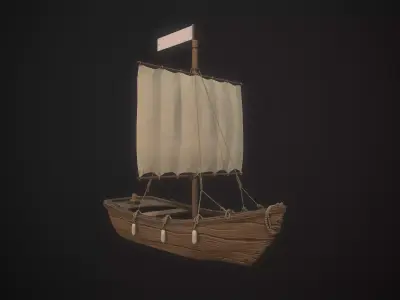 Stylized Boat Low-poly 3D model