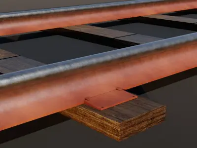 Realistc Railway Tracks 3D Model Game Ready  3D model