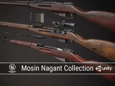 PBR Soviet Mosin Nagant Collection 3D Model Pack