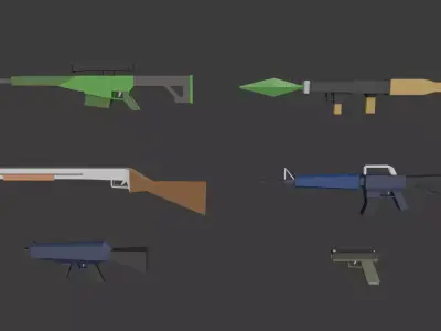 Low Poly Gun Set Low-poly 3D model